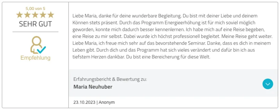 Bewertung bei ProvenExpert vom 23.10.2023 – fünf von fünf Sternen