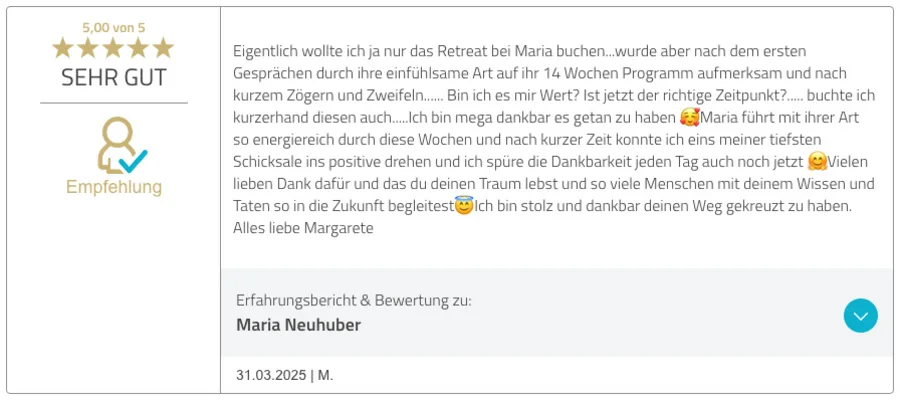 Bewertung bei ProvenExpert vom 31.03.2025 – fünf von fünf Sternen