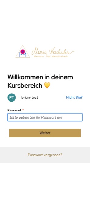 Passwortseite mit dem Link Passwort vergessen